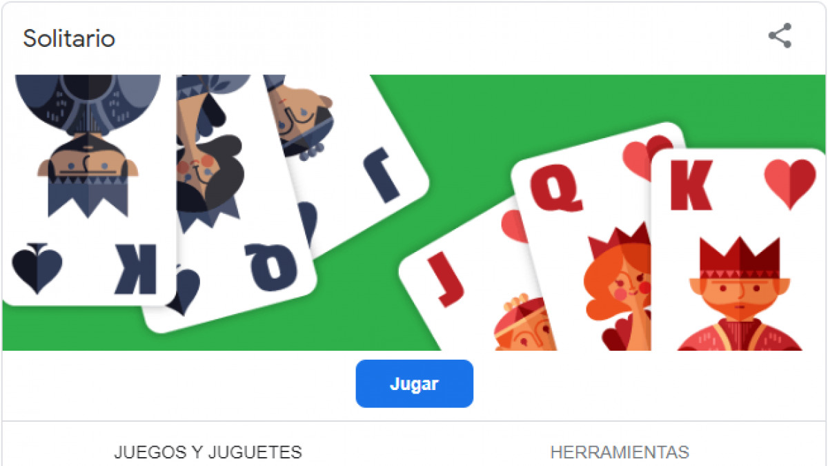 Solitario juego buscador google