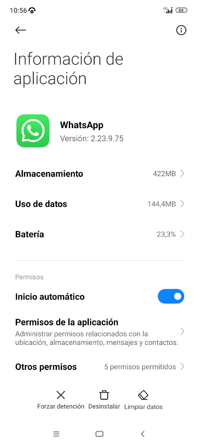 Borrar caché de WhatsApp