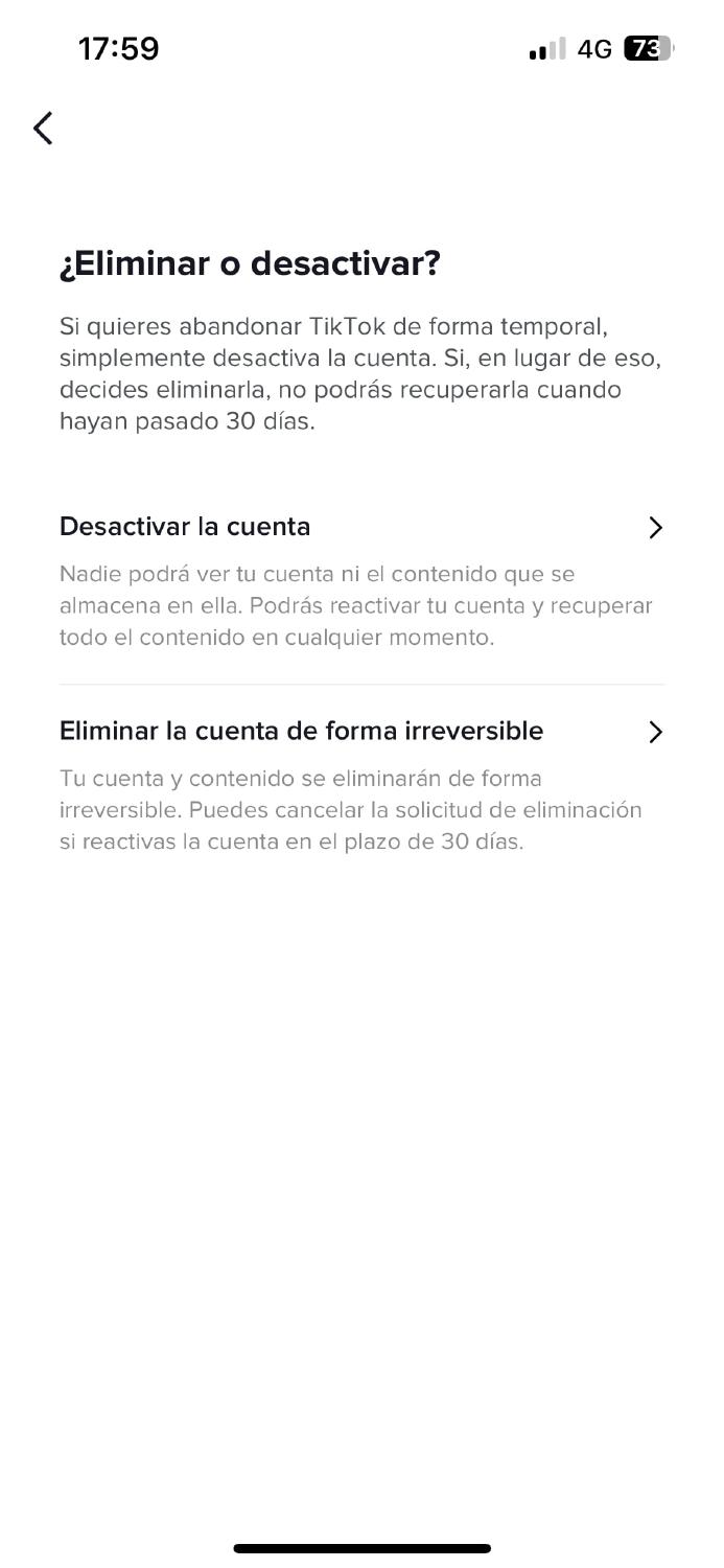eliminar cuenta tiktok