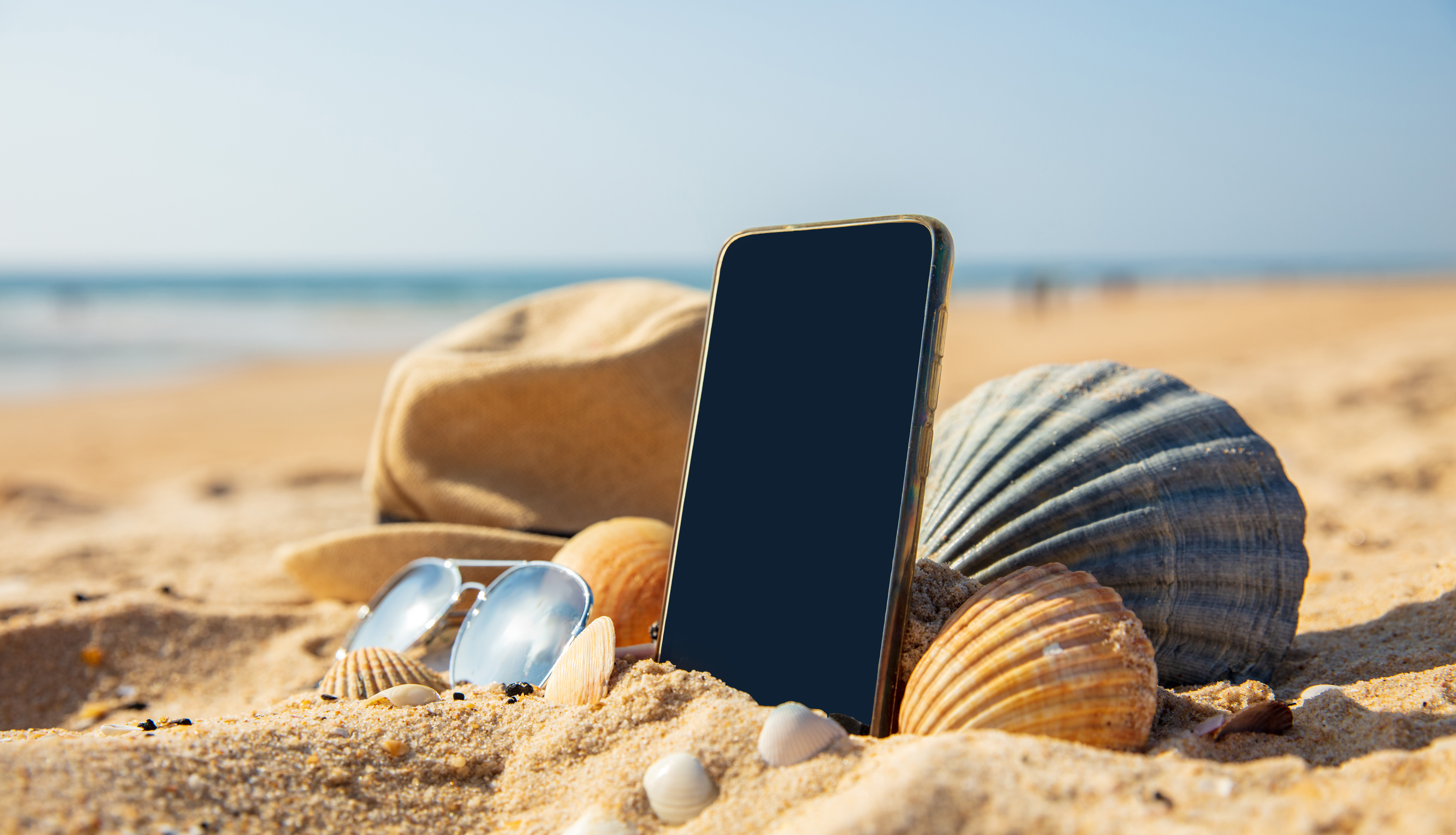 Móvil en la playa