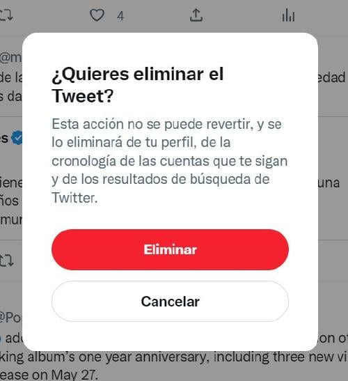 eliminar tweet