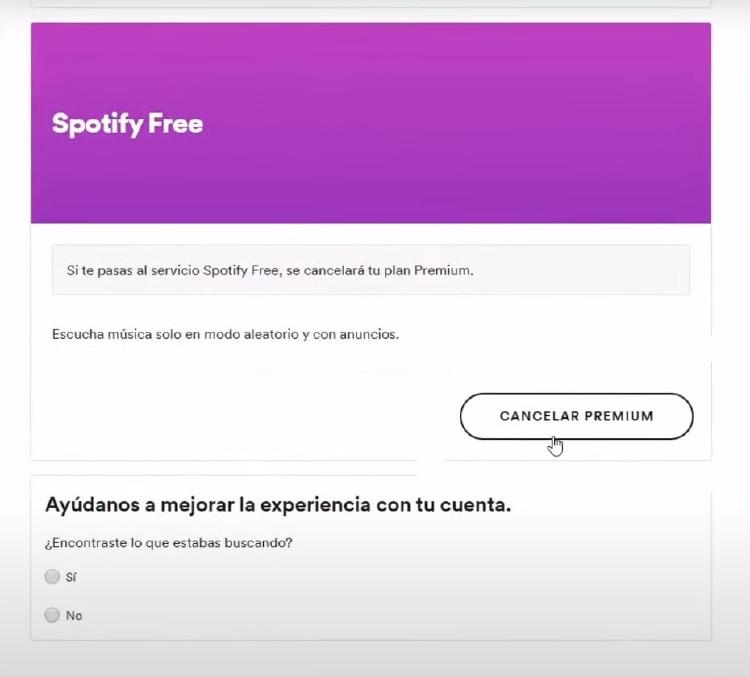 cancelar Spotify premium