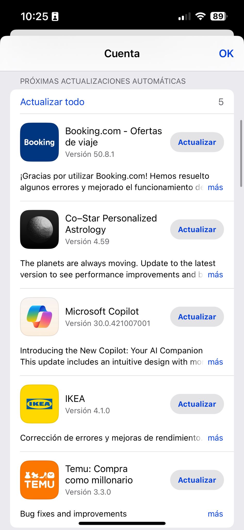 Apps actualizar