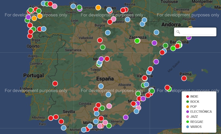 Mapa de los festivales de música en España