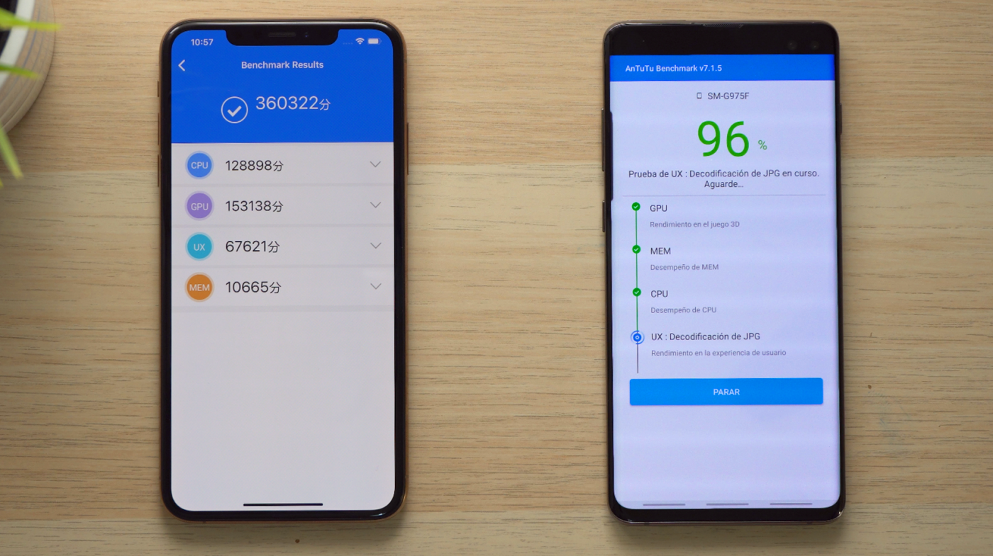 Comparación iphone Xs Max y Samsung Galaxy s10