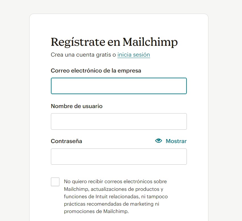 Mailchimp registro
