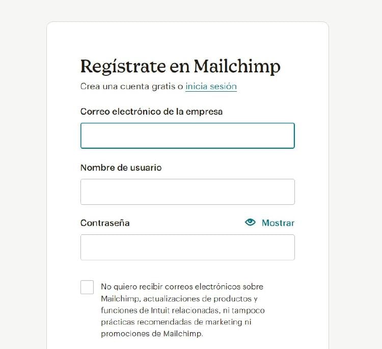 Mailchimp registro