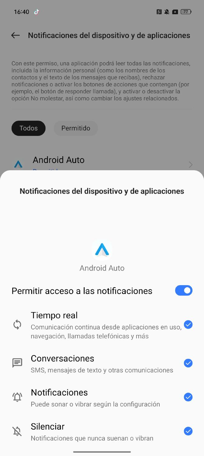 permitir acceso a las notificaciones Android