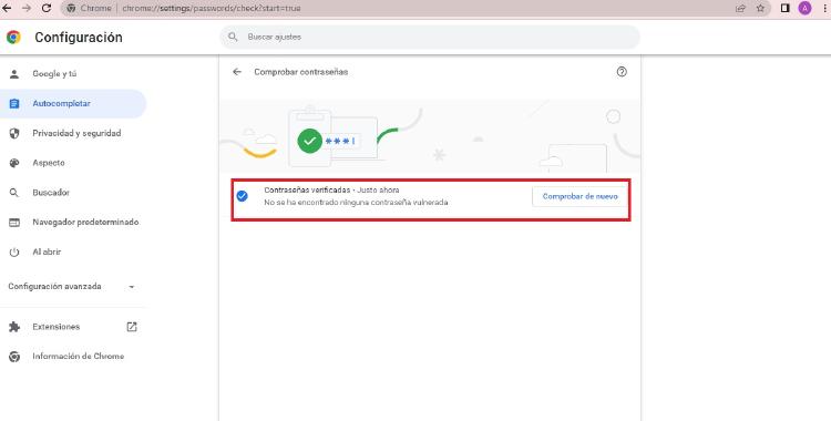 Gestionar contraseñas Google Chrome