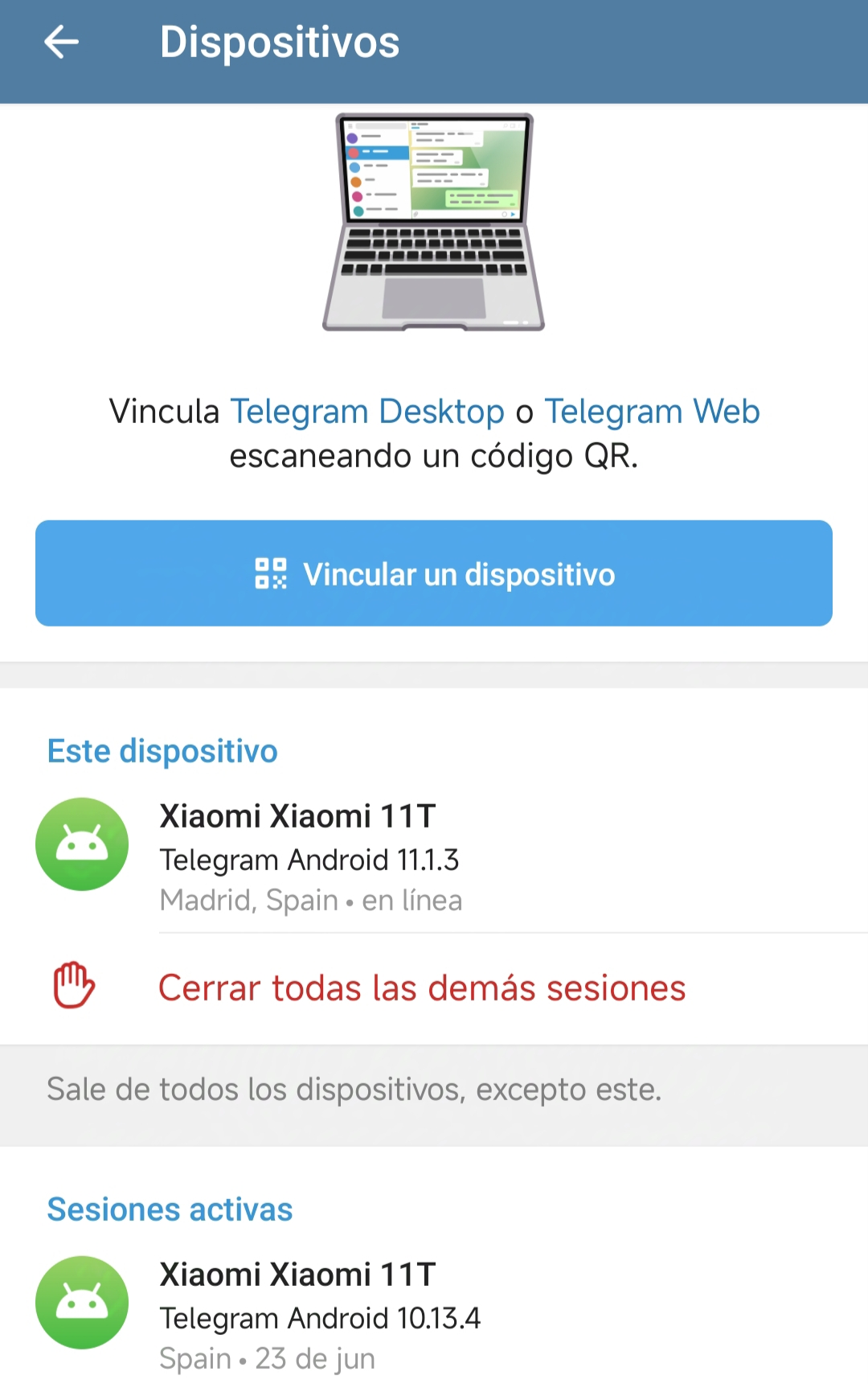 Copia seguridad chats Telegram