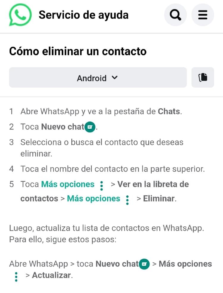 Cómo borrar un contacto de WhatsApp en Android