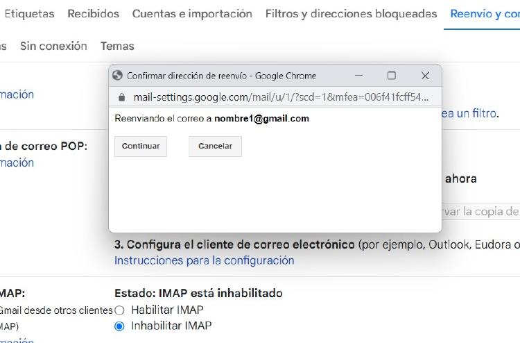reenviar correo gmail
