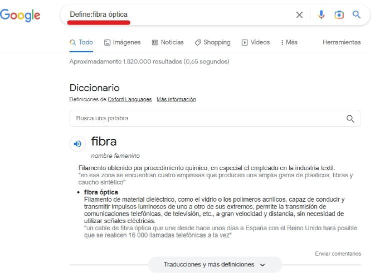 comando definicion google
