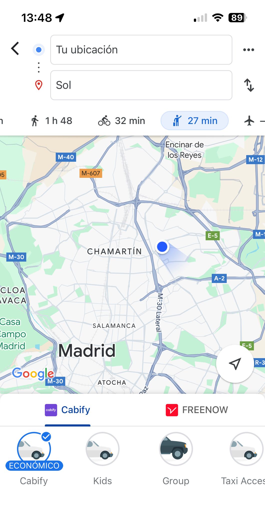 Cabify en Google Maps