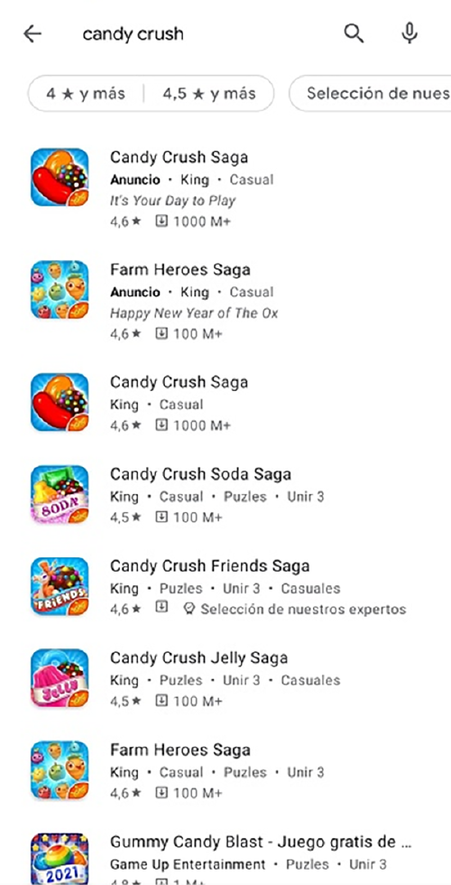 candy crush Play Store