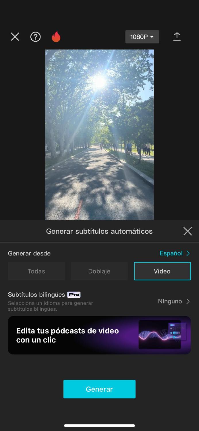 Generar subtítulos automáticos CapCut Generar subtítulos automáticos CapCut