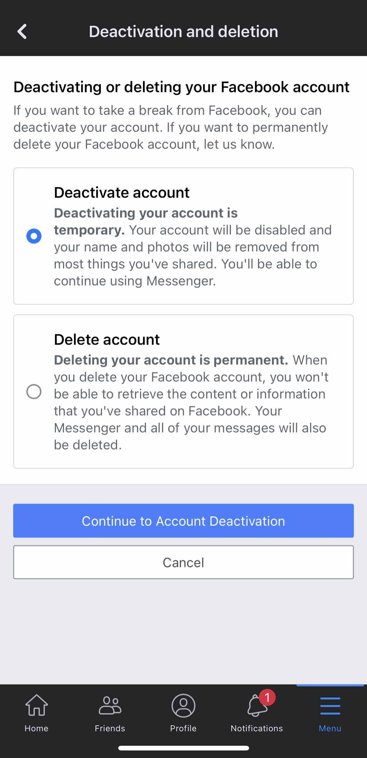 cómo eliminar cuenta Facebook