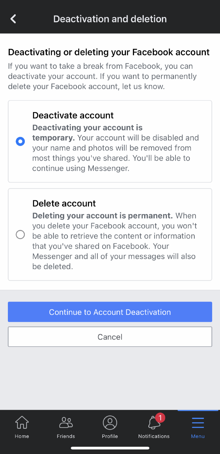 cómo eliminar cuenta Facebook