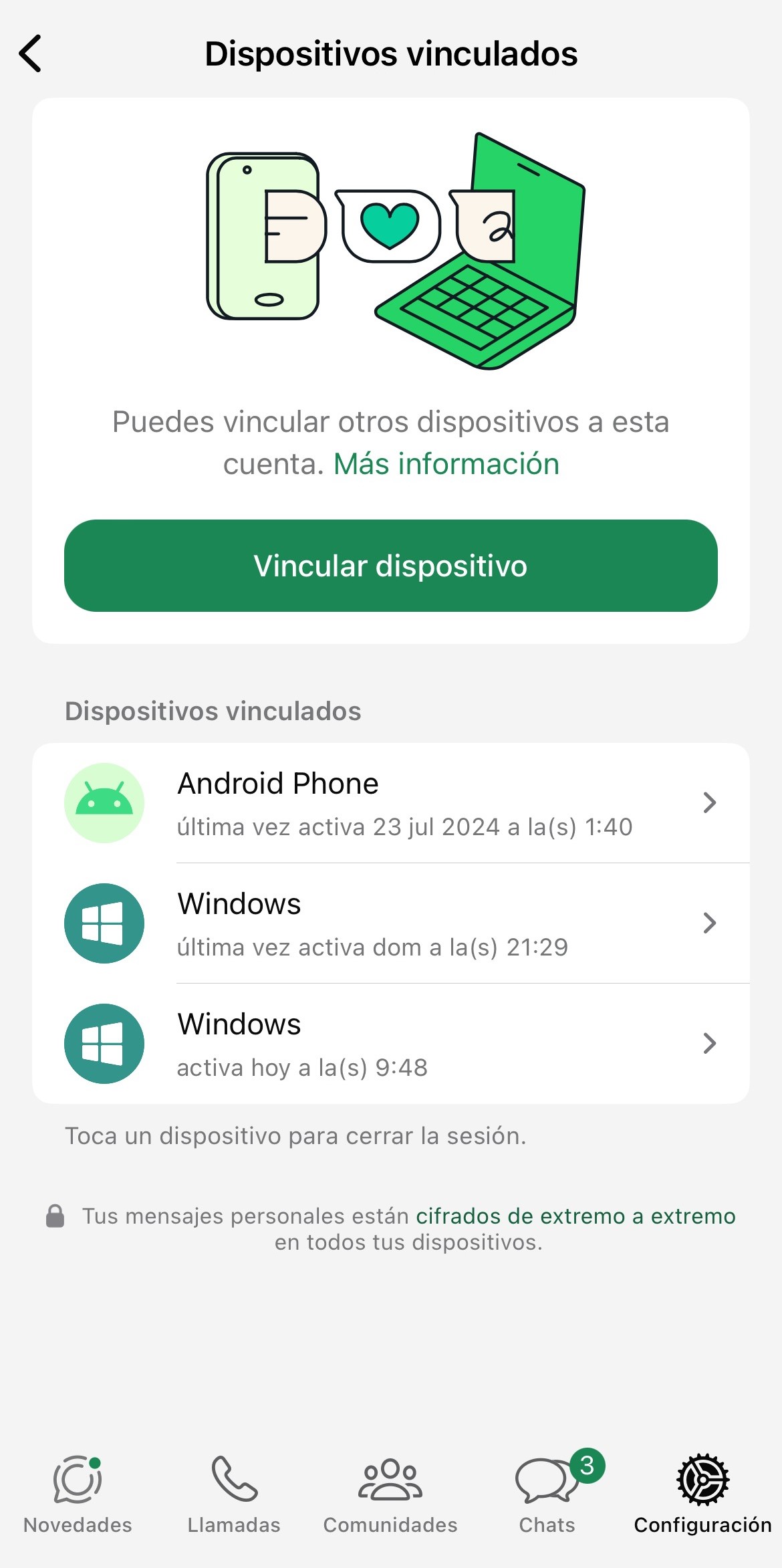 Cómo ver y cerrar todas tus sesiones abiertas en WhatsApp