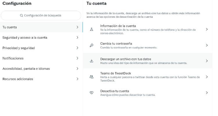 descargar datos twitter