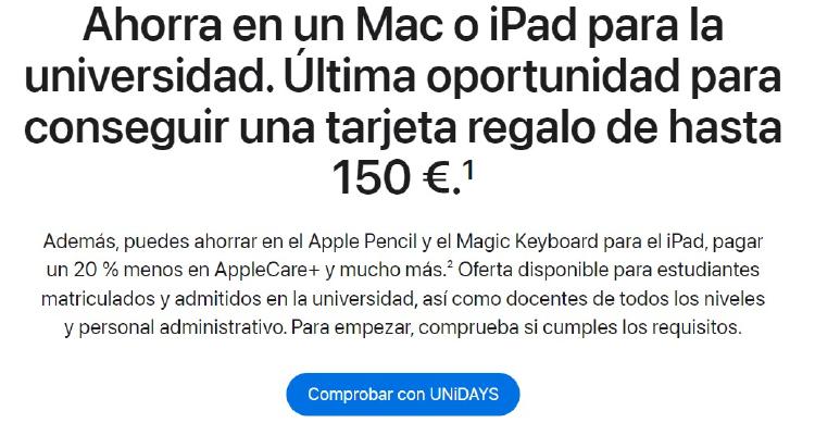 Mac iPad descuentos estudiantes Apple