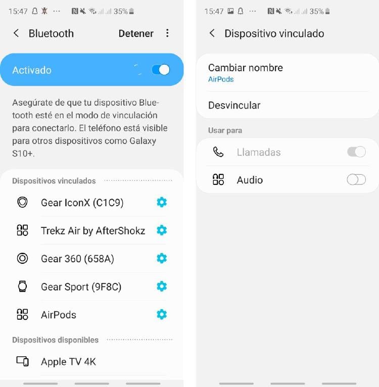 Conectar AirPods a Android