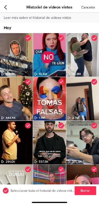 historial vdeos tiktok