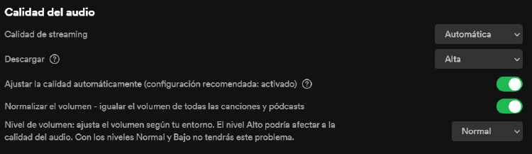 mejorar calidad de sonido Spotify