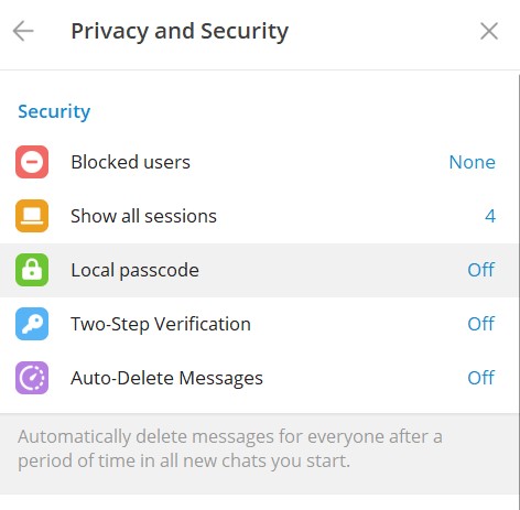 Bloquear y desbloquear usuarios en Telegram web