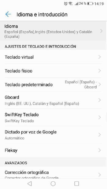 ajustes idioma teclado Android