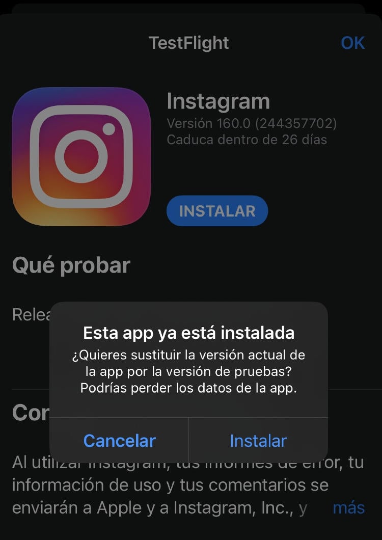 beta Instagram iOS