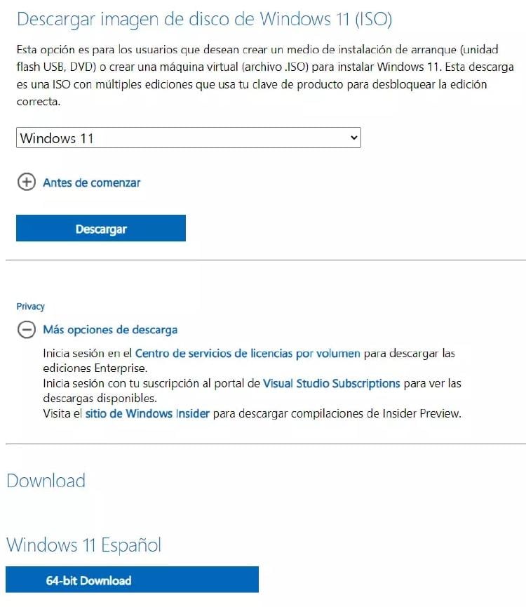 Descargar ISO Windows 11