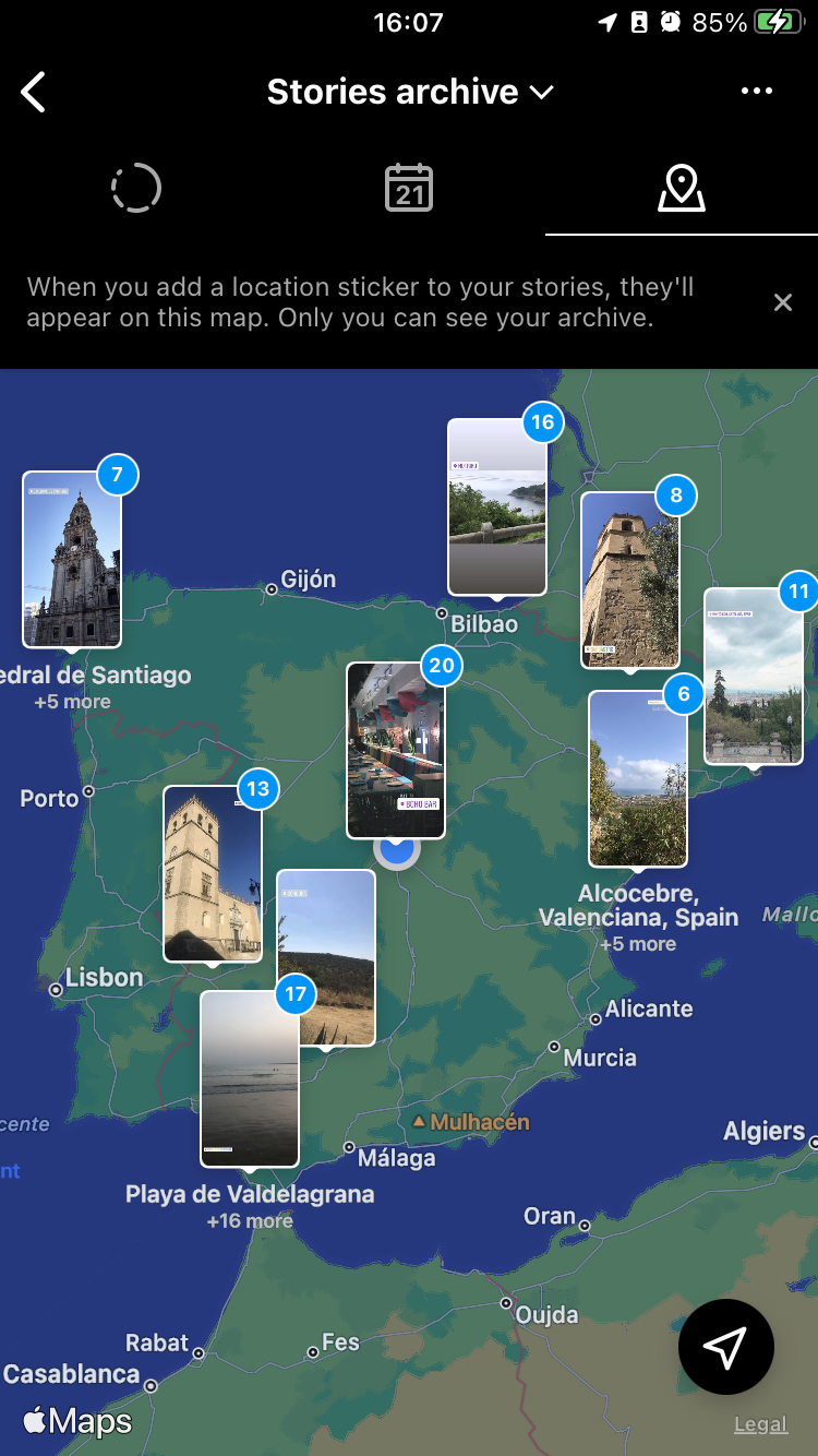 mapa stories Instagram