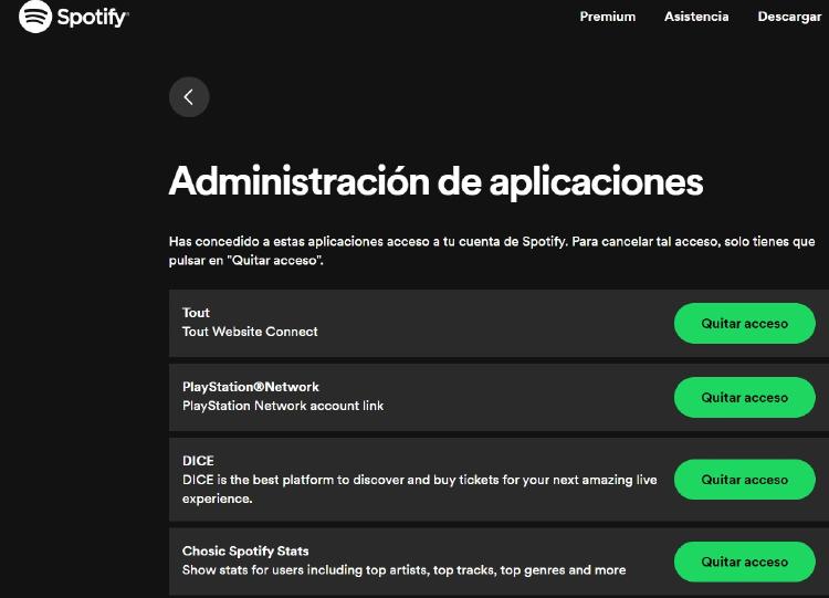 Accesos aplicaciones spotify