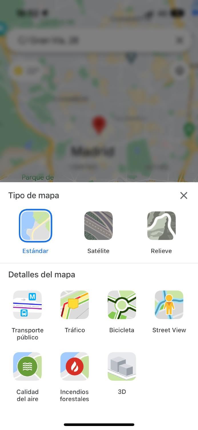 tipos de mapas en google maps movil