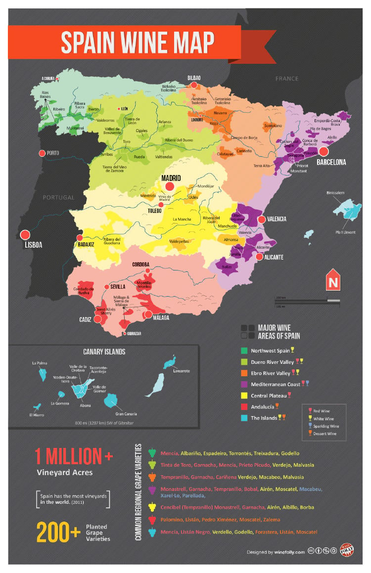 Mapa de los vinos de España