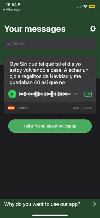 transcribir audio whatsapp apple