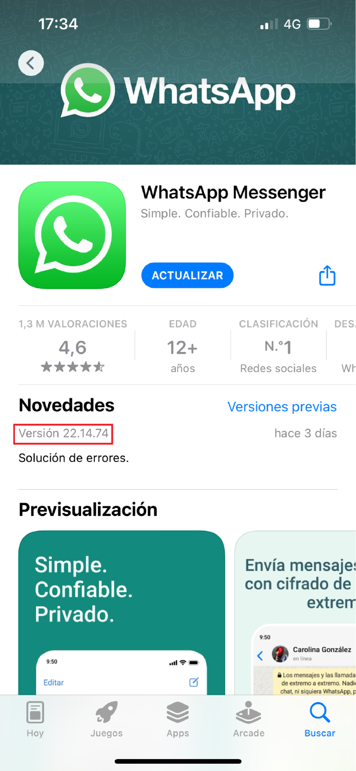 Actualización WhatsApp