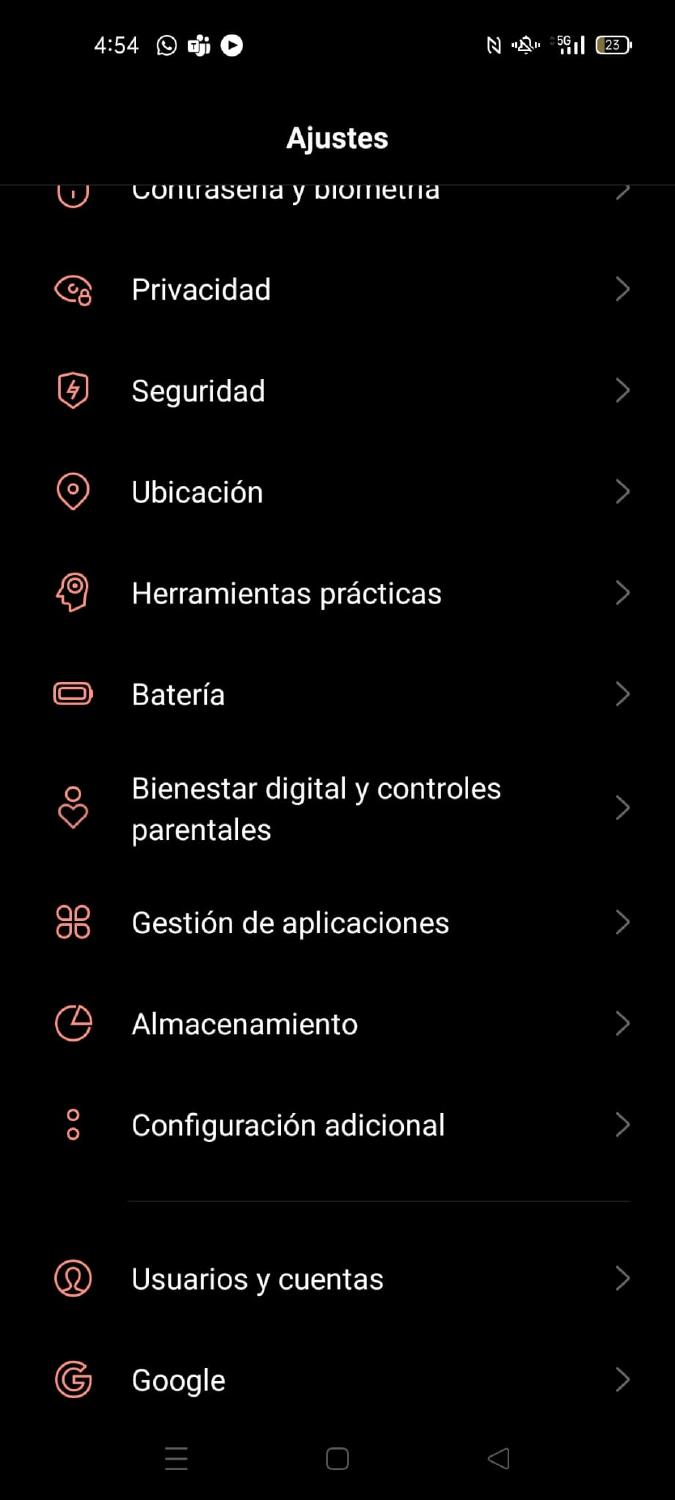 ajustes Android
