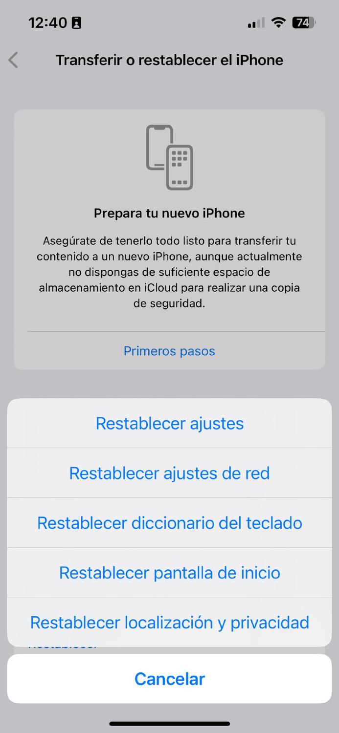 restablecer red iphone