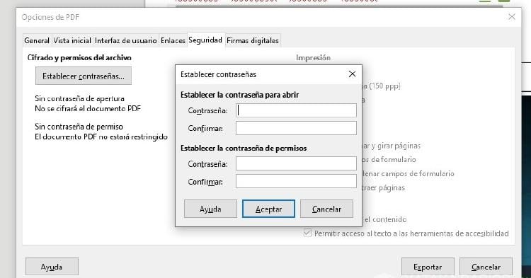 establecer contraseña PDF establecer contraseña PDF