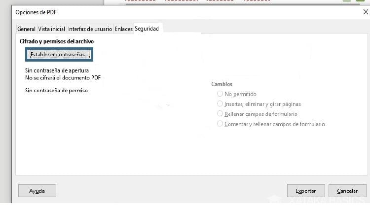establecer contraseña PDF establecer contraseña PDF