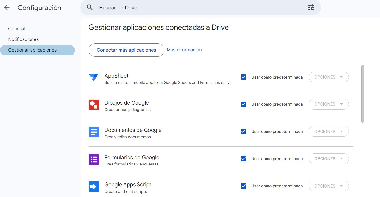 Configuración Google Drive
