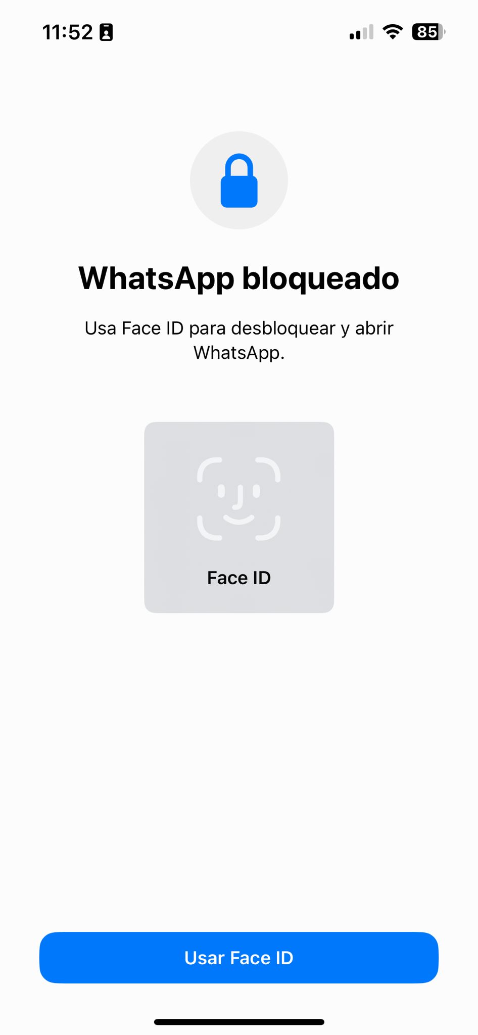 Bloqueo WhatsApp FaceID