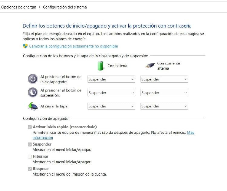 Configuracion encendido apagado Configuracion encendido apagado