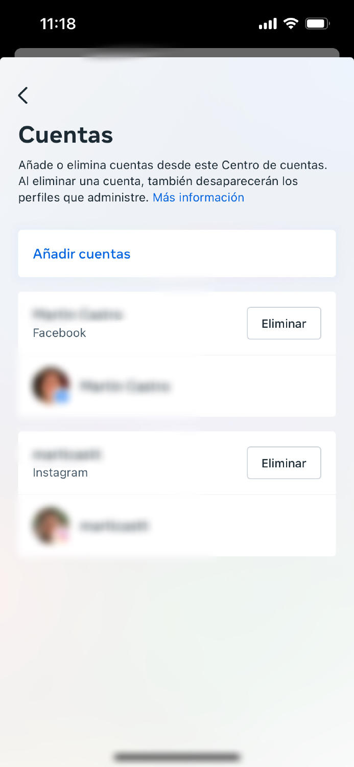 Eliminar cuentas vinculadas