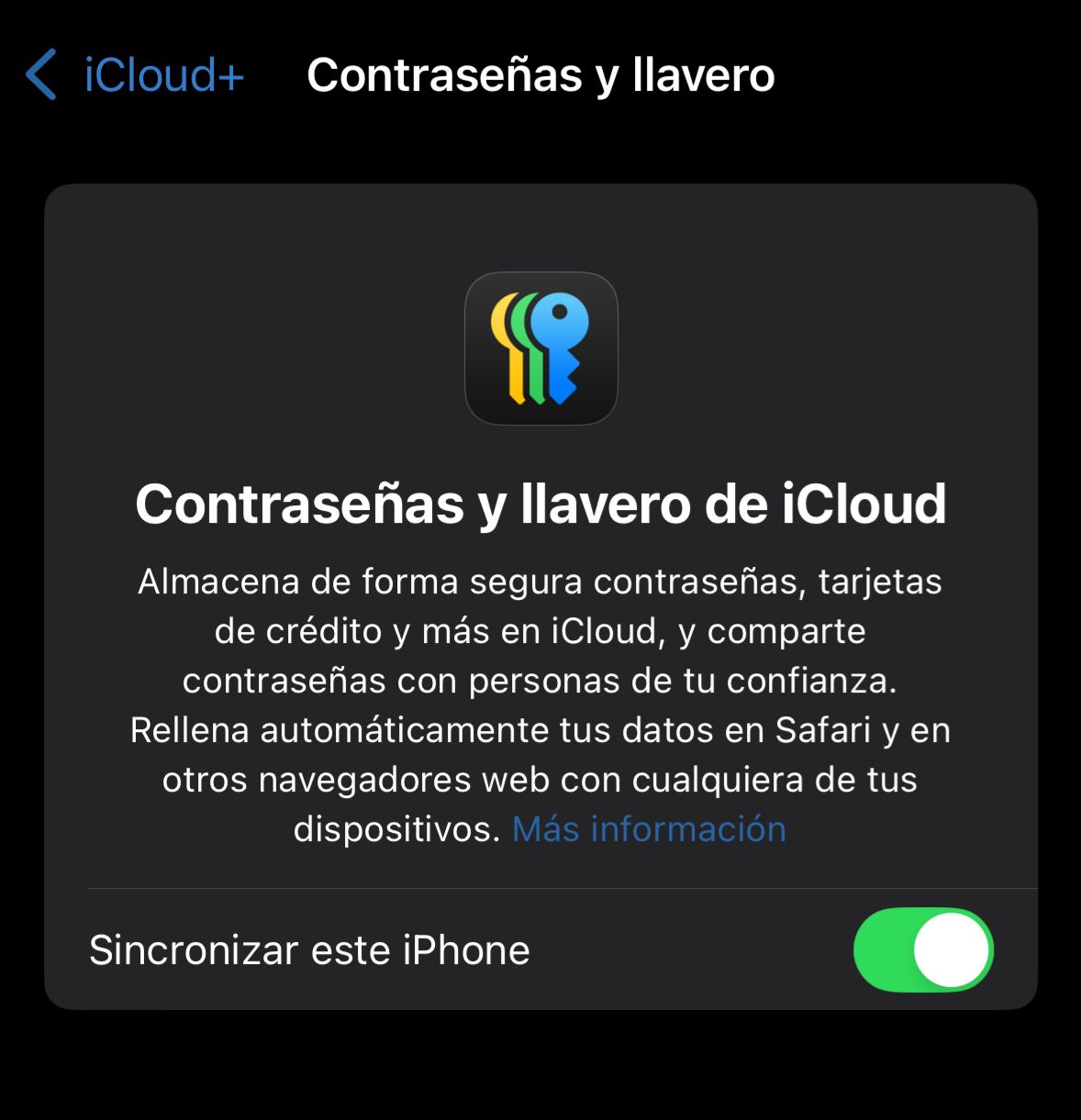 Contraseña y llavero iCloud