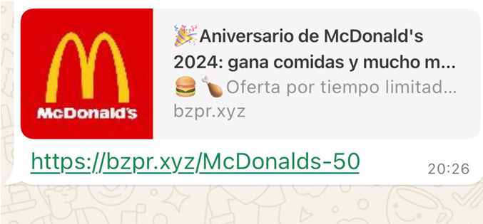 McDonalds estafa WhatsApp phishing