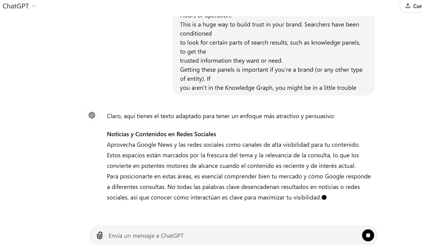 Traducir y escribir SEO ChatGPT