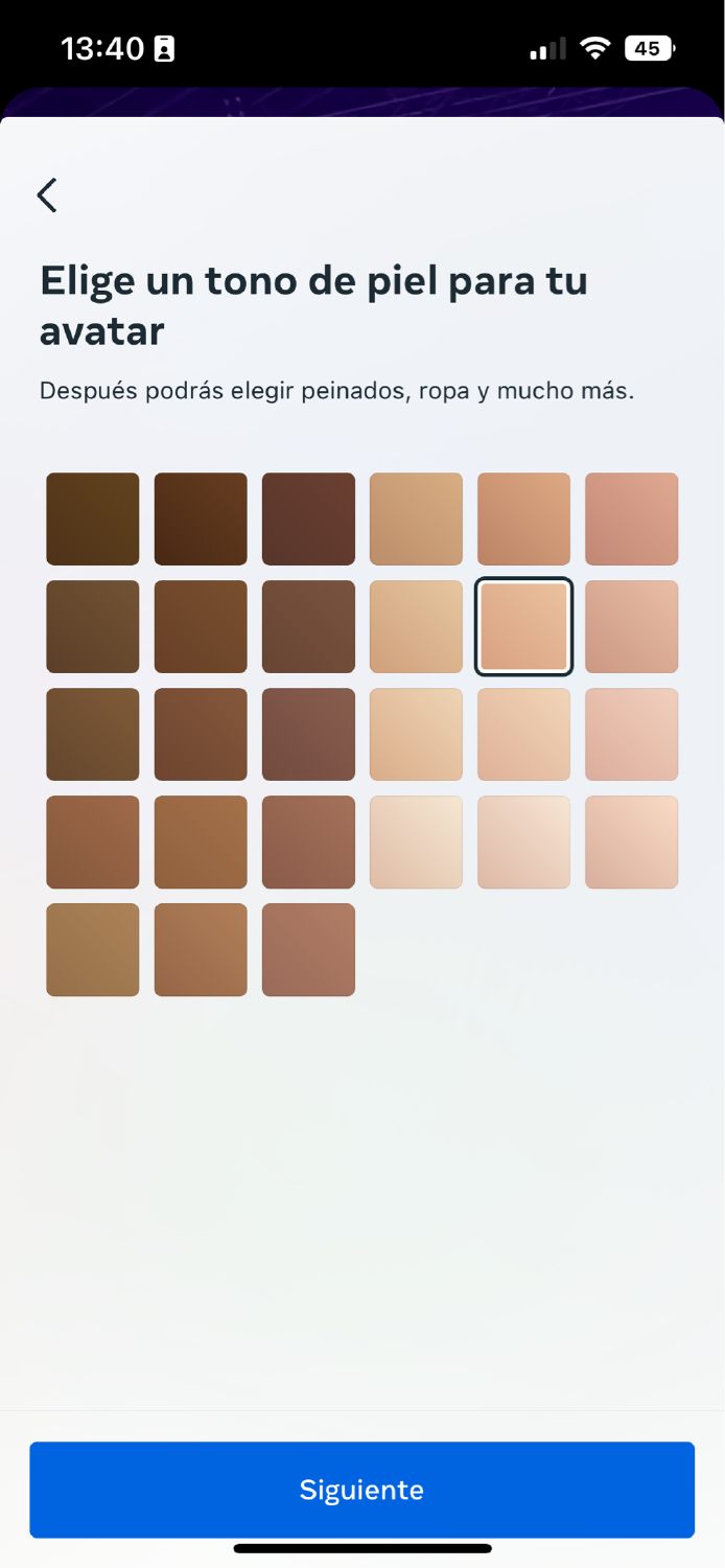 Color de piel avatar Instagram